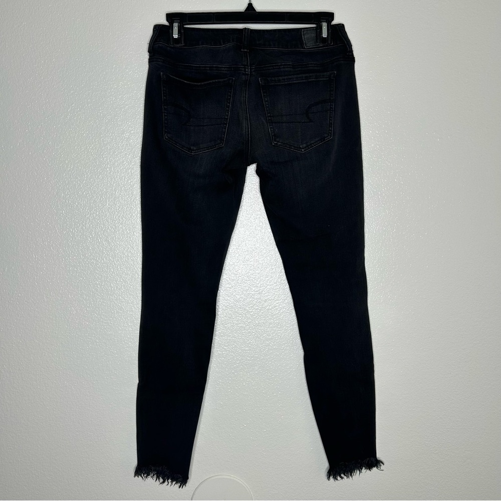 American Eagle Outfitters Black Ripped Super Stretch X4 Super Low Jegging Size 4 - Picture 5 of 10